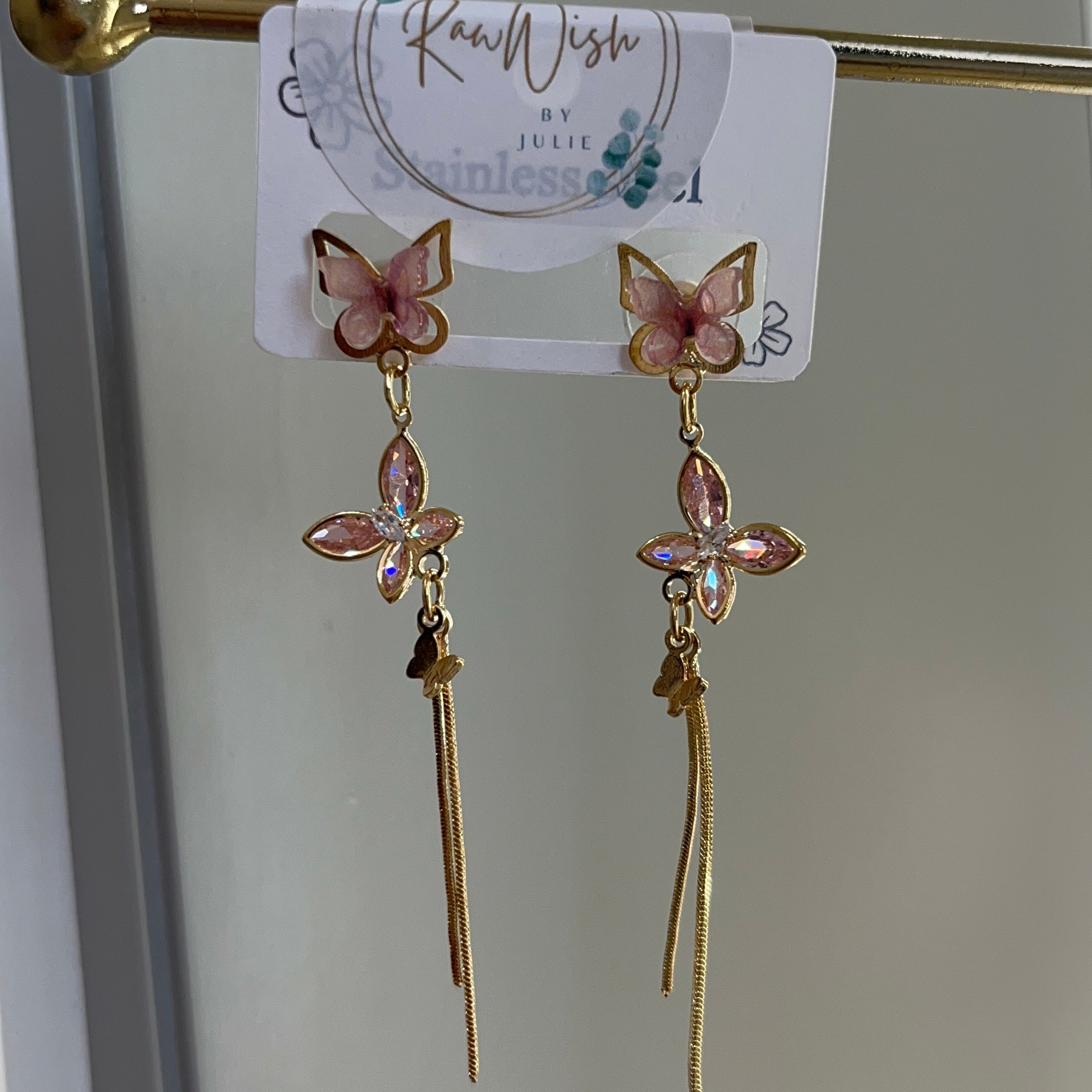 Butterfly long earrings