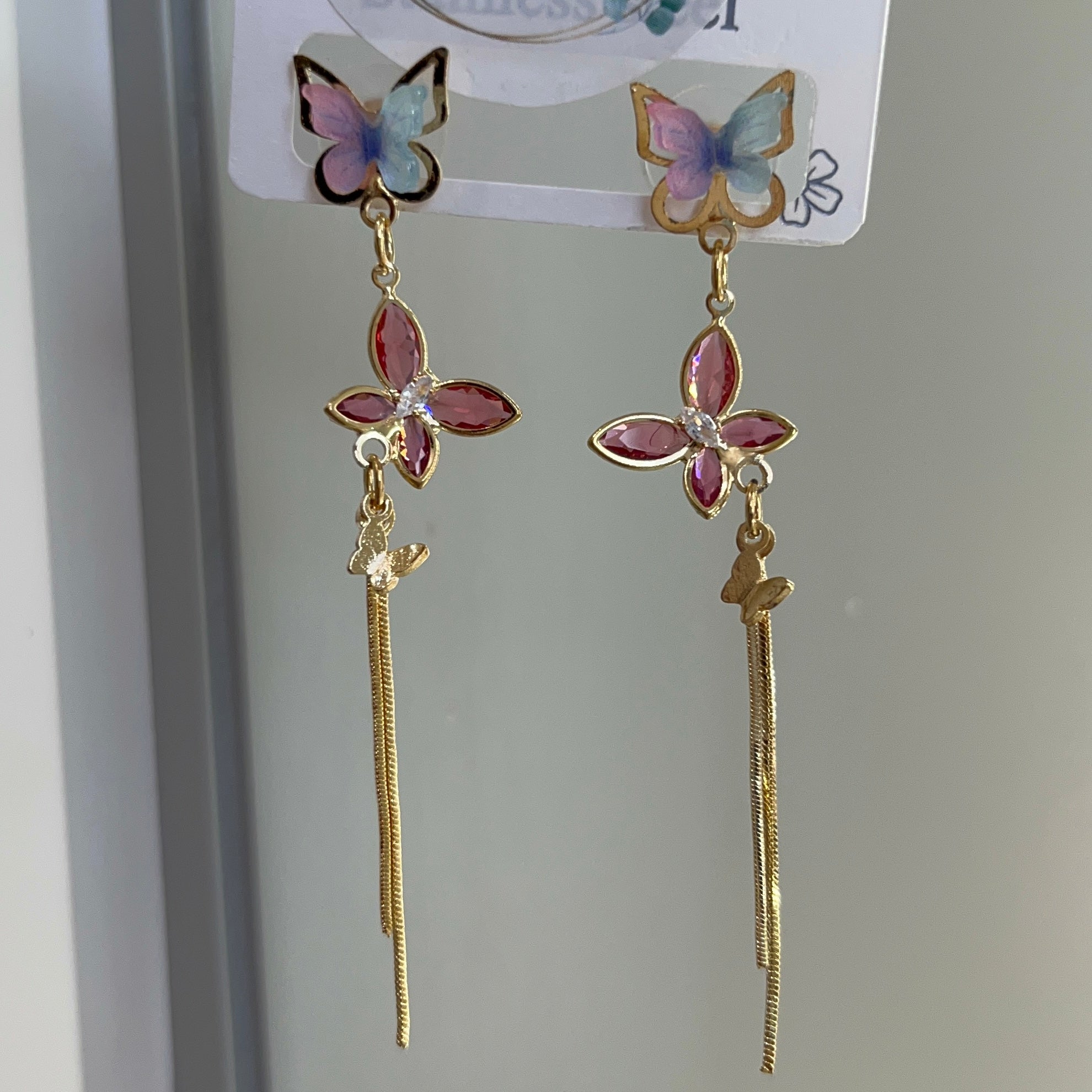 Butterfly long earrings