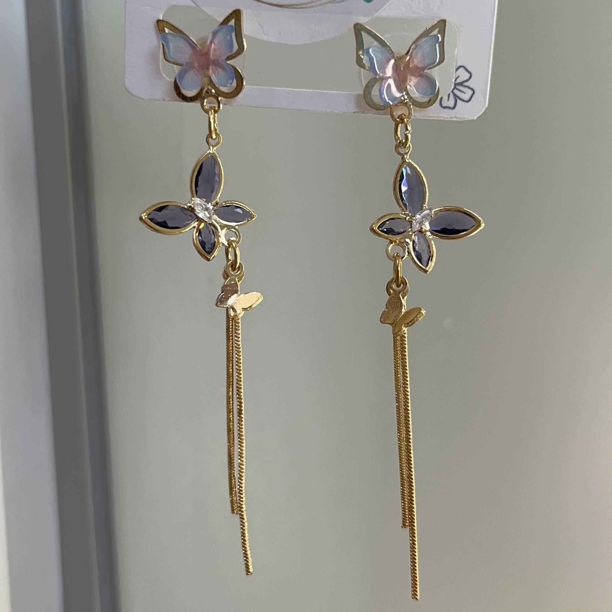 Butterfly long earrings